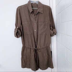 Enza Costa Military Olive Linen Romper size 2